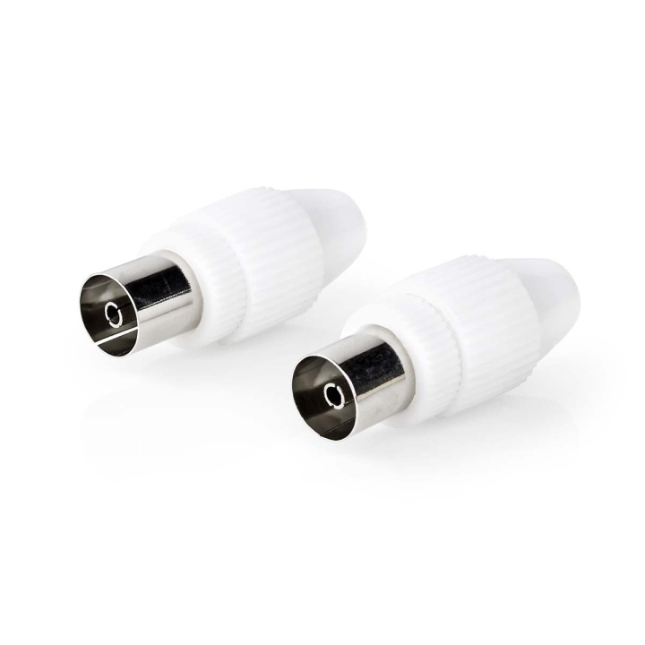 Nedis IEC (Coax) Connector | Straight | Female | Nickel Plated | 75 Ohm | Screw | Cable input diameter: 7.0 mm | Metal / PVC | White | 2 pcs | Box in the group HOME ELECTRONICS / Cables & Adapters / Antenna cables & Accessories / Accessories at TP E-commerce Nordic AB (C76687)
