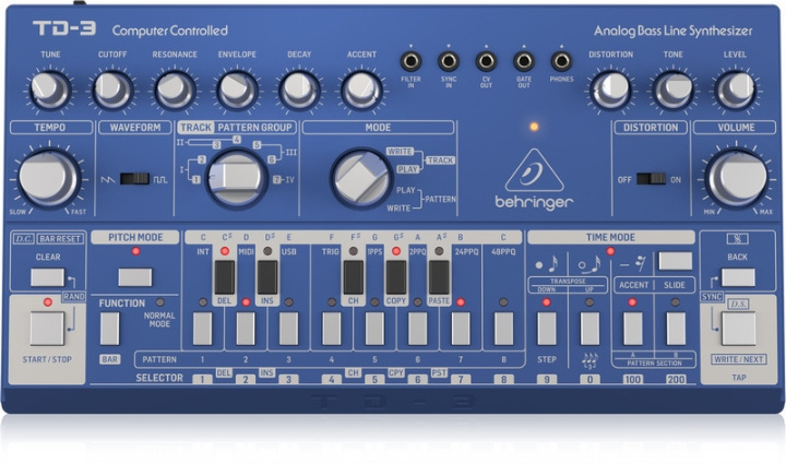 BEHRINGER TD-3-BU synthesizer, blue in the group Sport, leisure & Hobby / Hobby / Music / Accessories for musical instruments at TP E-commerce Nordic AB (C78139)