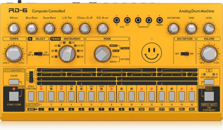 BEHRINGER RD-6 analogue drum machine, yellow in the group Sport, leisure & Hobby / Hobby / Music / Accessories for musical instruments at TP E-commerce Nordic AB (C78209)