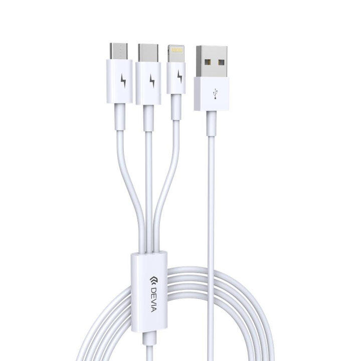 Devia cable 3in1 Smart EC141 USB - Lightning + USB-C + MicroUSB 1,2 m 2A white in the group SMARTPHONE & TABLETS / Chargers & Cables / Cables / Cables Lightning at TP E-commerce Nordic AB (C78537)