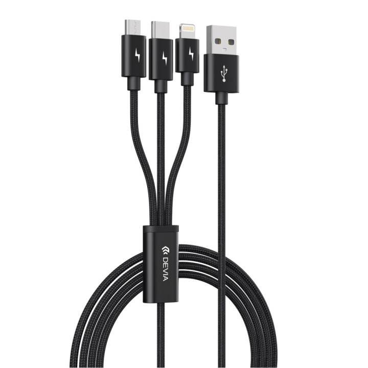 Devia cable 3in1 Gracious EC048 USB - Lightning + USB-C + MicroUSB 1,2 m 3A black in the group SMARTPHONE & TABLETS / Chargers & Cables / Cables / Cables Lightning at TP E-commerce Nordic AB (C78602)