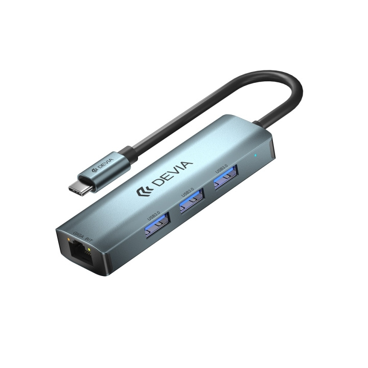 Devia adapter HUB 4in1 EC621 USB-C 3.1 to 3x USB 3.0 + RJ45 deep gray in the group COMPUTERS & PERIPHERALS / Computer accessories / USB-Hubs at TP E-commerce Nordic AB (C78658)