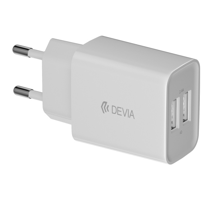 Devia wall charger Smart 2x USB 2.4A white in the group SMARTPHONE & TABLETS / Chargers & Cables / Wall charger / Wall charger USB at TP E-commerce Nordic AB (C78660)