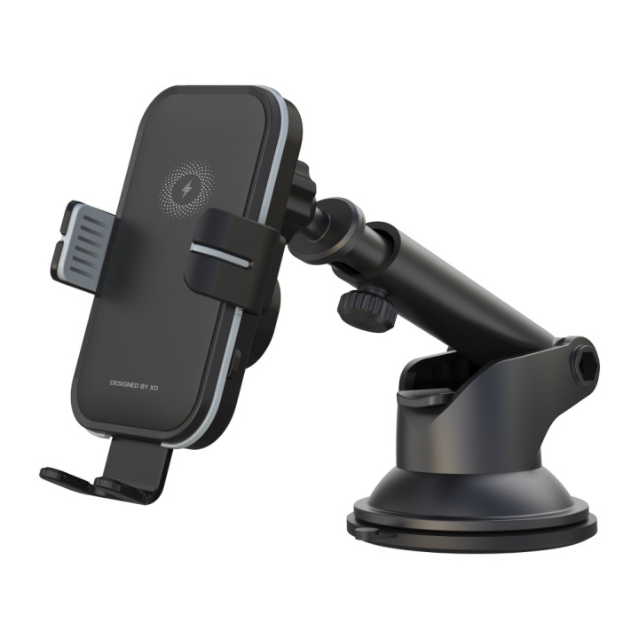 Xo car holder WX027 with wireless inductive charger black 15W with suction cup in the group CAR / Car holders / Car holder smartphone at TP E-commerce Nordic AB (C79170)
