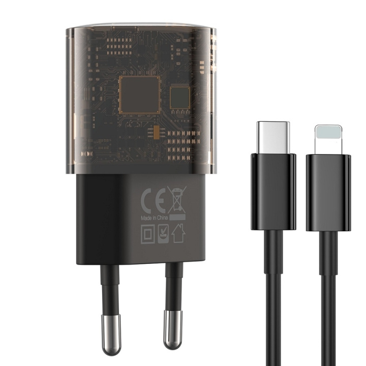 Xo Clear Wall Charger CE05 PD 30W QC 3.0 18W 1x USB 1x USB-C brown + USB-C - Lightning cable in the group SMARTPHONE & TABLETS / Chargers & Cables / Car chargers / Car chargers Lightning at TP E-commerce Nordic AB (C79209)