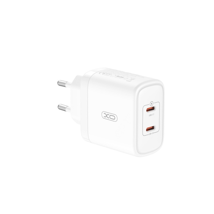 Xo wall charger CE08 PD 50W 2x USB-C white in the group SMARTPHONE & TABLETS / Chargers & Cables / Wall charger / Wall charger USB-C at TP E-commerce Nordic AB (C79265)