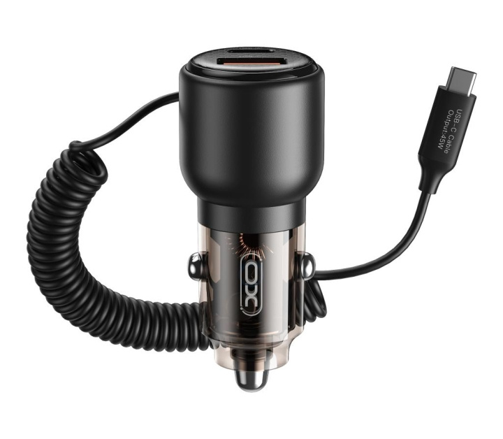 Xo car Charger CC59 65W 1x USB 1x USB-C tarnish with USB-C cable + USB-C - USB-C cable in the group SMARTPHONE & TABLETS / Chargers & Cables / Car chargers / Car chargers Type-C at TP E-commerce Nordic AB (C79307)
