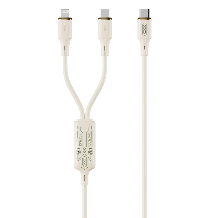 Xo cable NB-Q262 2in1 PD USB-C - Lightning + USB-C 1,2m beige 60W in the group COMPUTERS & PERIPHERALS / Computer cables / USB / USB-C at TP E-commerce Nordic AB (C79320)