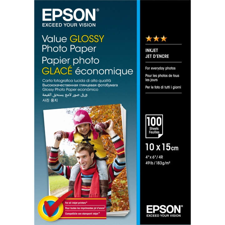 Epson Value Glossy Photo Paper 10x15cm - 100 Sheets in the group HOME ELECTRONICS / Photo & Video / Photo equipment / Other at TP E-commerce Nordic AB (C79453)