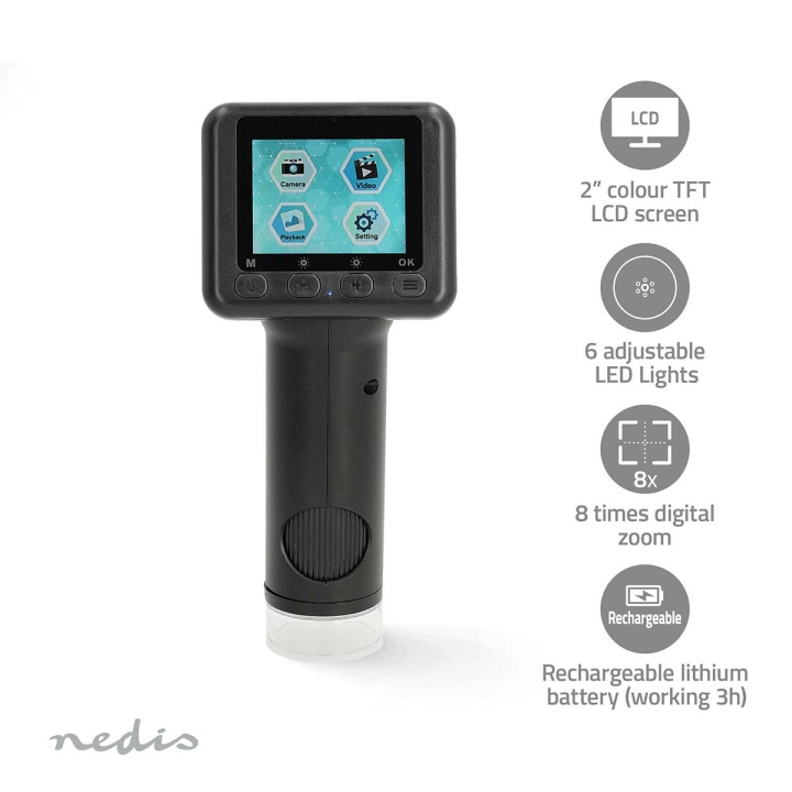 Nedis Microscope Camera | Maximum battery play time: 5 hrs | Built-in microphone | 1080P | up to 48MP | 2