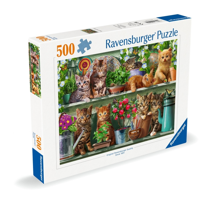 Ravensburger Puzzle Cats On The Shelf 500p (12000205) in the group Sport, leisure & Hobby / Hobby / Puzzle at TP E-commerce Nordic AB (C86408)