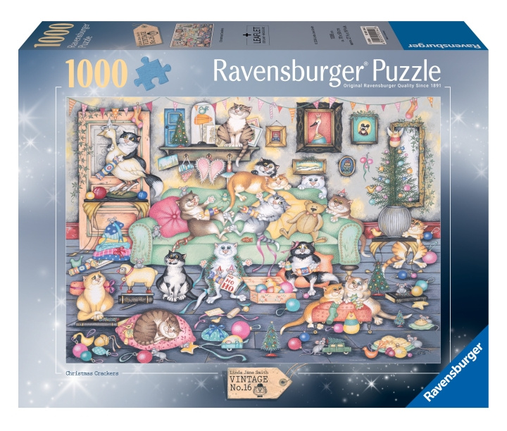 Ravensburger Puzzle Crazy Cats Christmas Crackers 1000p (12001244) in the group Sport, leisure & Hobby / Hobby / Puzzle at TP E-commerce Nordic AB (C86599)
