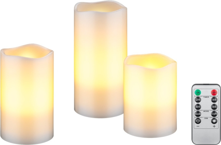 Goobay 3-pack LED-ljus av äkta vax, vit, inkl. 10x AAA (LR03) med timerfunktion och fjärrkontroll, dimbar, batteridriven, varmvitt (2700 K) in the group HOME ELECTRONICS / Lighting / Other lighting at TP E-commerce Nordic AB (C86975)