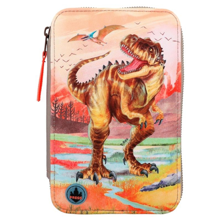 Dino World Triple Pencil Case LED Khaki Brown (412381) in the group TOYS, KIDS & BABY PRODUCTS / Toys / Pencil case at TP E-commerce Nordic AB (C90209)