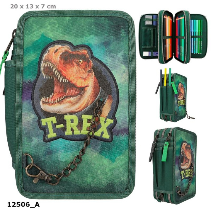 Dino World Triple Pencil Case - T-REX - Green -( 0412506 ) in the group TOYS, KIDS & BABY PRODUCTS / Toys / Pencil case at TP E-commerce Nordic AB (C90270)