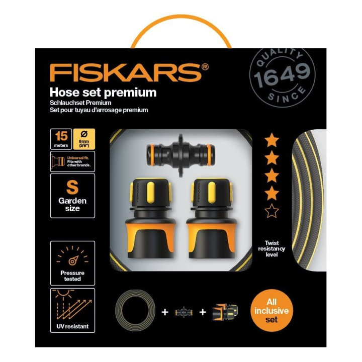 Fiskars Hose set Premium 15m 9mm in the group HOME, HOUSEHOLD & GARDEN / Garden products / Garden tools at TP E-commerce Nordic AB (C91695)