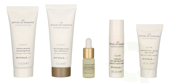 Rituals Namaste Set 84 ml Cleansing Foam 30ml/Exfoliator 30ml/Booster 4ml/Serum 10ml/Day Cream 10ml in the group BEAUTY & HEALTH / Gift sets / Gift sets for her at TP E-commerce Nordic AB (C92003)
