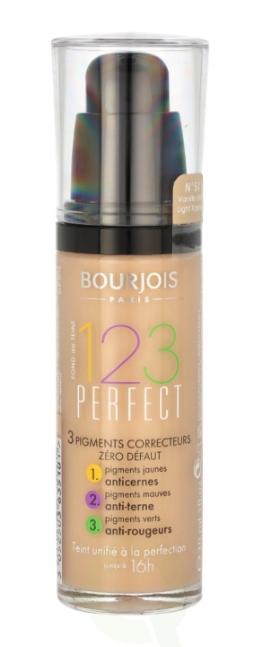 Bourjois 123 Perfect Flawless Complexion 16Hrs 30 ml #51 Light Vanilla in the group BEAUTY & HEALTH / Makeup / Facial makeup / Foundation at TP E-commerce Nordic AB (C92290)