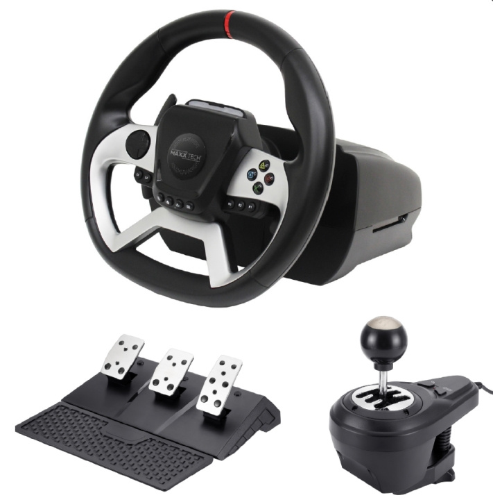 Maxx Tech Pro FF Racing Wheel Kit (Wheel, 3-pedal set & shifter) - PS4/PC/ XBOX in the group COMPUTERS & PERIPHERALS / GAMING / Steering wheels & Joysticks at TP E-commerce Nordic AB (C93140)