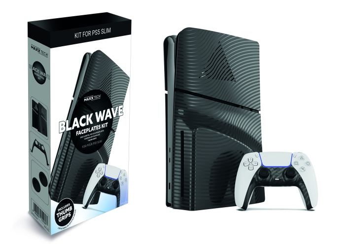 Maxx Tech PS5 Slim Faceplates + Controller Faceplates - Black Wave in the group HOME ELECTRONICS / Game consoles & Accessories / Sony PlayStation 5 / Accessories at TP E-commerce Nordic AB (C93178)