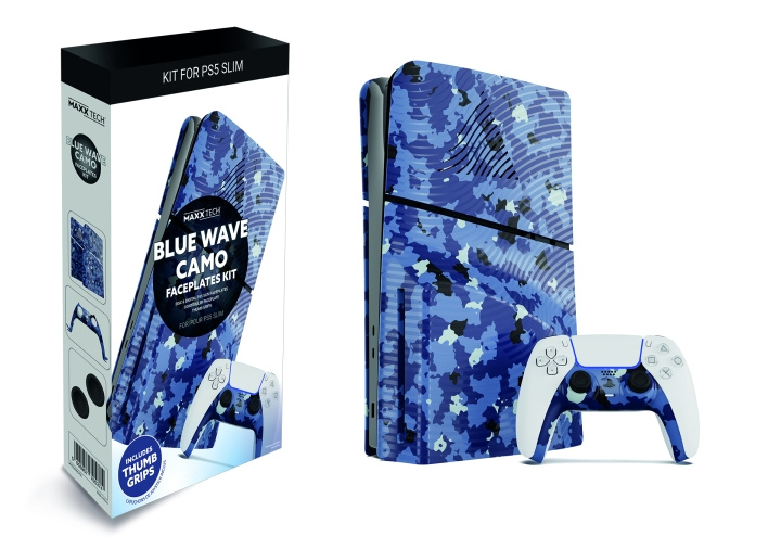 Maxx Tech PS5 Slim Faceplates + Controller Faceplates - Blue Wave Camo in the group HOME ELECTRONICS / Game consoles & Accessories / Sony PlayStation 5 / Accessories at TP E-commerce Nordic AB (C93179)