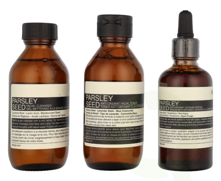 AESOP Parsley Seed Anti-Oxidant Skin Care Kit 300 ml Facial Cleanser 100ml/Toner 100ml/ Intense Serum 100ml in the group BEAUTY & HEALTH / Skin care / Face / Day cream at TP E-commerce Nordic AB (C95787)