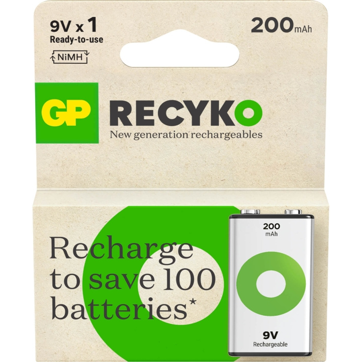 GP Battery Recyko NiMH 9V 200mAh 1-Pack in the group HOME ELECTRONICS / Batteries & Chargers / Batteries / 9V at TP E-commerce Nordic AB (C99554)