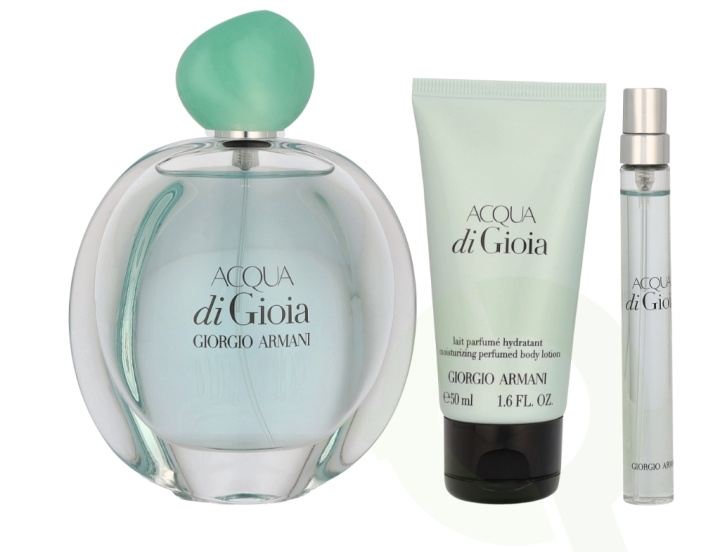 Armani Acqua Di Gioia Giftset 160 ml Edp Spray 100ml/Edp Spray 10ml/Body Lotion 50ml in the group BEAUTY & HEALTH / Gift sets / Gift sets for her at TP E-commerce Nordic AB (C99684)