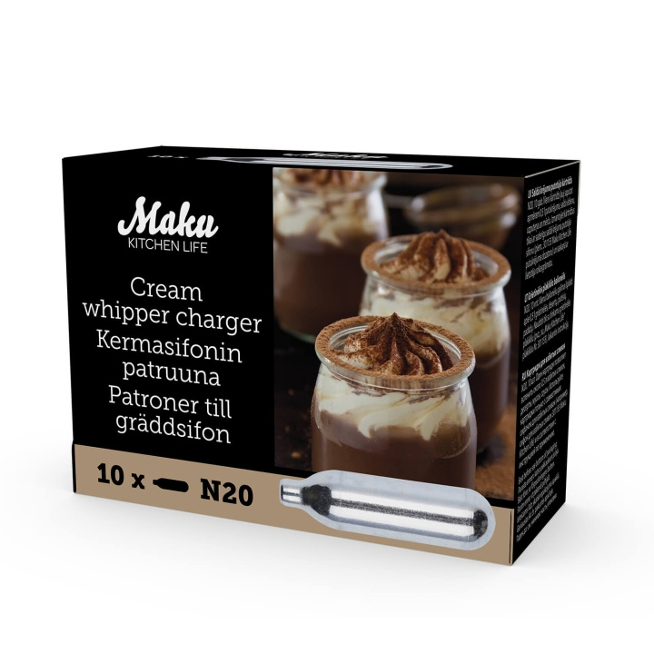 Maku Charger Cream Whipper N20 10pcs in the group HOME, HOUSEHOLD & GARDEN / Kitchen utensils / Other kitchen tools at TP E-commerce Nordic AB (D05397)