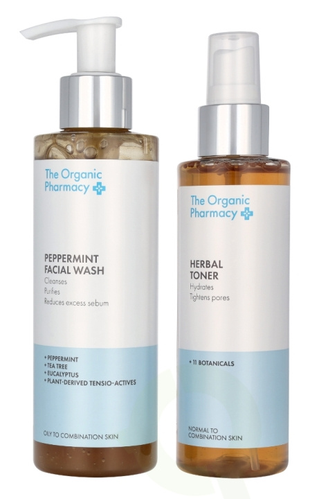 The Organic Pharmacy Hydra Cleanse Set 350 ml Peppermint Face wash 200 ml/Herbal Toner 150 ml in the group BEAUTY & HEALTH / Skin care / Face / Cleaning at TP E-commerce Nordic AB (D06267)