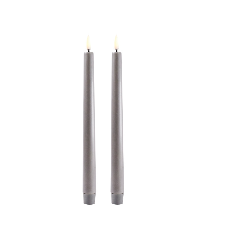 Uyuni LED taper candle 2-pack - Grey, Smooth - 2,3x25 cm (UL-TA-GR02325-2) in the group HOME ELECTRONICS / Lighting / Other lighting at TP E-commerce Nordic AB (D06987)