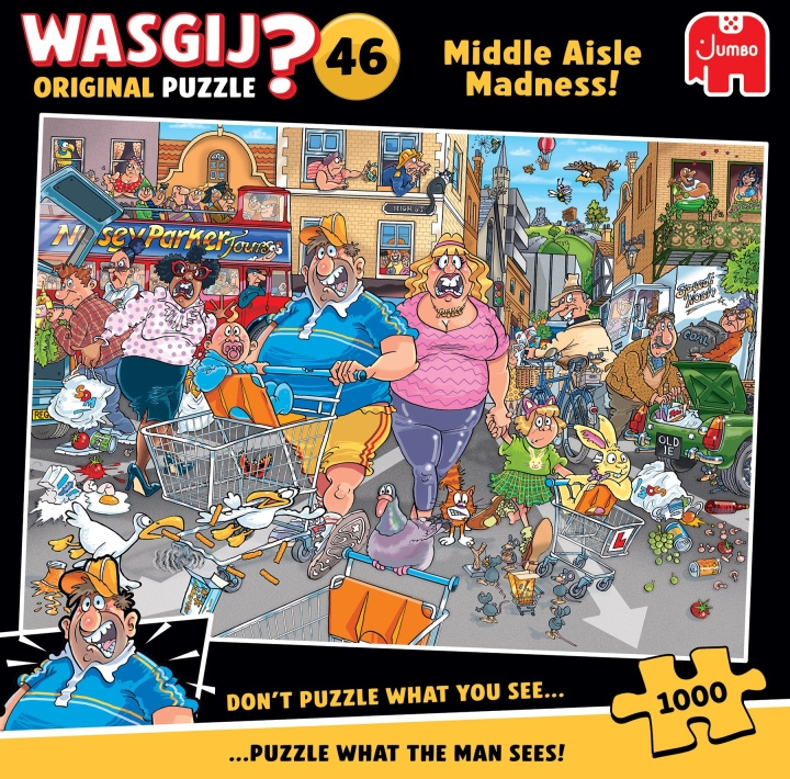 Wasgij Original 46 - Middle Aisle Madness! (1000 pieces) (1110100505) in the group Sport, leisure & Hobby / Hobby / Puzzle at TP E-commerce Nordic AB (D09020)
