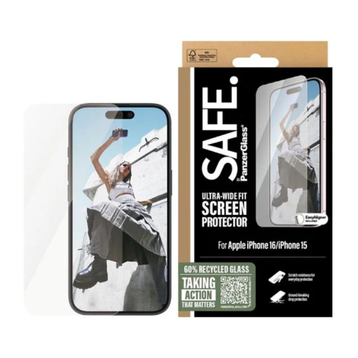 PanzerGlass SAFE. by PanzerGlass Apple iPhone 16, 15 | Ultra-Wide Fit in the group SMARTPHONE & TABLETS / Phone cases / Apple / iPhone 16 at TP E-commerce Nordic AB (D10266)