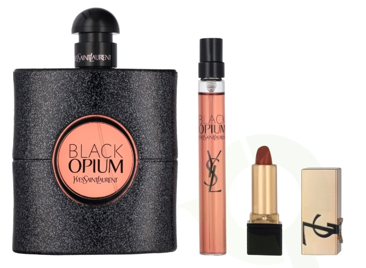Yves Saint Laurent YSL Black Opium Giftset 101.3 ml Edp Spray 90ml/Edp Spray 10ml/Rouge Mini Pur Couture Lipstick (Nu Muse)1,3g in the group BEAUTY & HEALTH / Gift sets / Gift sets for her at TP E-commerce Nordic AB (D11760)