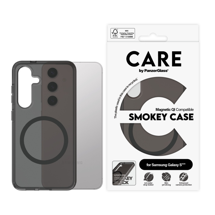 CARE by PanzerGlass - Flagship Case Urban Combat Smokey w. Black Qi Compatible Samsung Galaxy S25 in the group SMARTPHONE & TABLETS / Phone cases / Samsung at TP E-commerce Nordic AB (D12466)