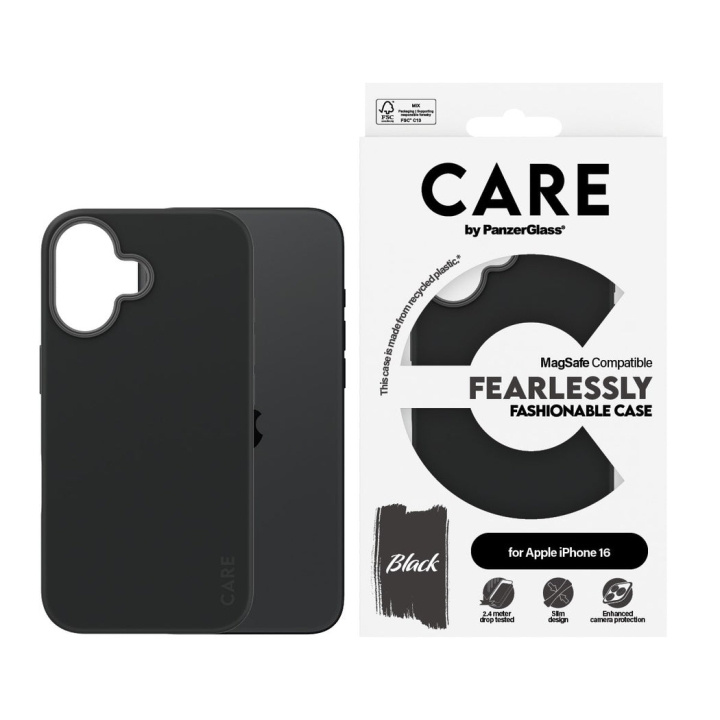 CARE by PanzerGlass - Case - Black w. MagSafe - iPhone 16 in the group SMARTPHONE & TABLETS / Phone cases / Apple / iPhone 16 at TP E-commerce Nordic AB (D12565)