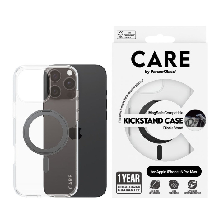CARE by PanzerGlass - Case - Transparent w. Black MagSafe - iPhone 16 Pro Max in the group SMARTPHONE & TABLETS / Phone cases / Apple / iPhone 16 at TP E-commerce Nordic AB (D12574)