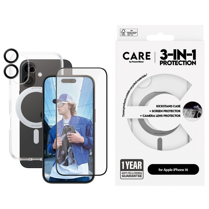 CARE by PanzerGlass - 3-in-1 Ceramic Bundle - iPhone 16 in the group SMARTPHONE & TABLETS / Phone cases / Apple / iPhone 16 at TP E-commerce Nordic AB (D12604)