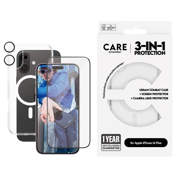 CARE by PanzerGlass - 3-in-1 Flagship Bundle - iPhone 16 Plus in the group SMARTPHONE & TABLETS / Phone cases / Apple / iPhone 16 at TP E-commerce Nordic AB (D12605)