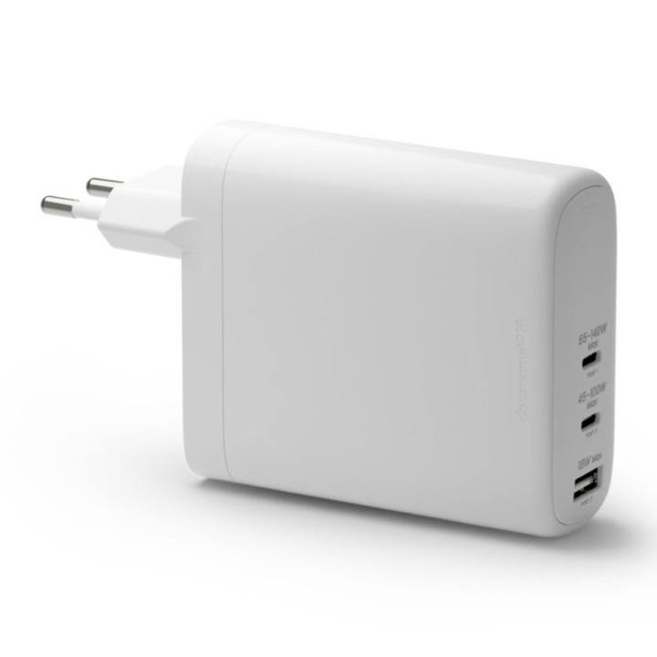 dbramante1928 Re-charge - Wall Charger GaN - USB-C 140W+100W+18W EU - White in the group SMARTPHONE & TABLETS / Chargers & Cables / Wall charger / Wall charger USB-C at TP E-commerce Nordic AB (D12816)