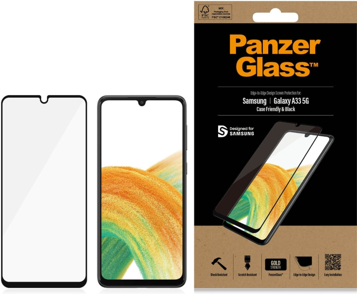 PanzerGlass armoured glass, Samsung Galaxy A33 5G, black bezel in the group SMARTPHONE & TABLETS / Phone cases / Samsung at TP E-commerce Nordic AB (D13456)