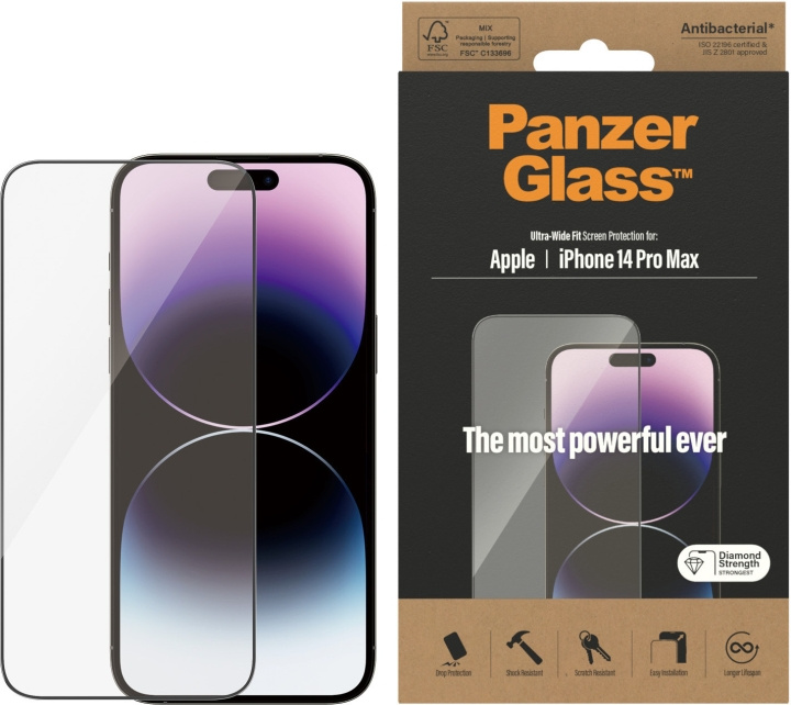 PanzerGlass armoured glass, iPhone 14 Pro Max, black bezel in the group SMARTPHONE & TABLETS / Phone cases / Apple / iPhone 14 at TP E-commerce Nordic AB (D13458)