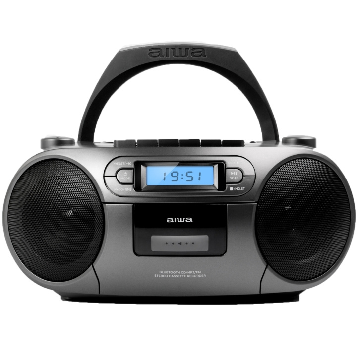 AIWA Kassettradio CD/FM-radio/Kassettband/USB/BT Mörkgrå in the group HOME ELECTRONICS / Audio & Picture / Home cinema, Hifi & Portable / Compact stereo & Record players at TP E-commerce Nordic AB (D13562)