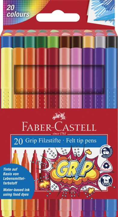 Faber-Castell Fibre-tip pens Grip Colour Marker set (20 pcs) (155320) in the group Sport, leisure & Hobby / Hobby / Paint & Draw / Pencils, crayons & ink at TP E-commerce Nordic AB (D13992)