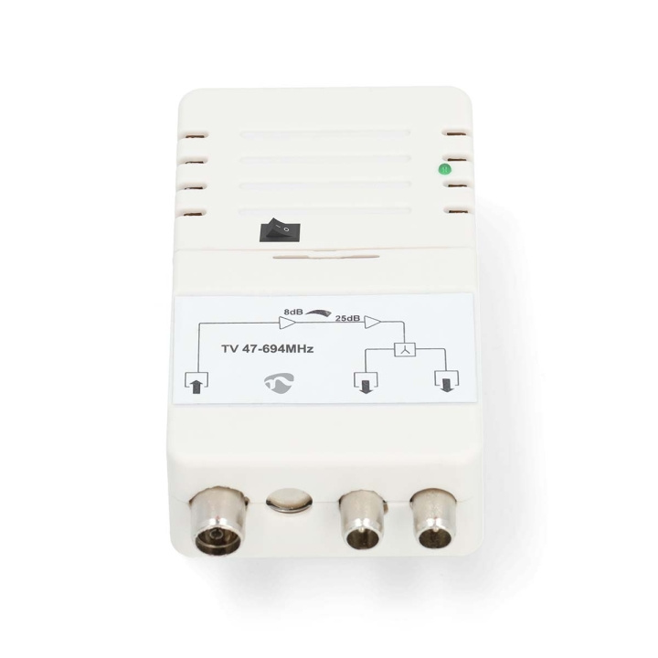 Nedis CATV Amplifier | Gain: 25 dB | 47 - 694 MHz | Number of outputs: 2 | Gain control | White in the group HOME ELECTRONICS / Audio & Picture / TV & Accessories / Antennas & Accessories at TP E-commerce Nordic AB (D14661)