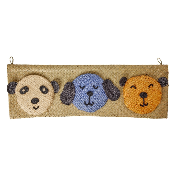 RICE Raffia Wall Hanger with Animal Face Pockets in the group TOYS, KIDS & BABY PRODUCTS / Children\'s room / Storage at TP E-commerce Nordic AB (D15353)
