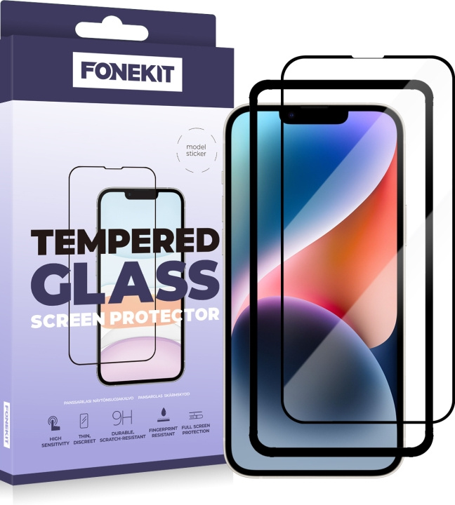 FoneKit Full Cover Armoured Glass for iPhone 13 / 13 Pro / 14, black in the group SMARTPHONE & TABLETS / Phone cases / Apple / iPhone 13 Pro at TP E-commerce Nordic AB (D16033)