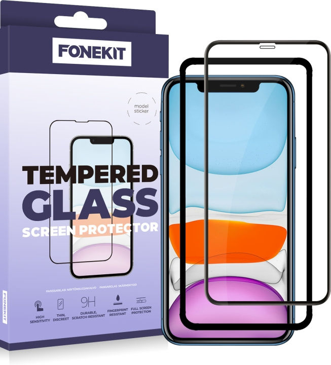 FoneKit Full Cover armoured glass, iPhone 11 / XR, black in the group SMARTPHONE & TABLETS / Phone cases / Apple / iPhone 11 at TP E-commerce Nordic AB (D16037)