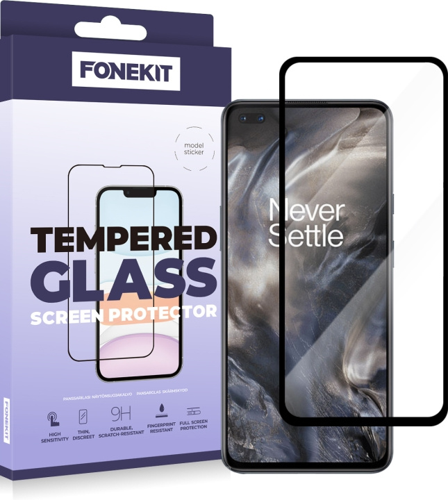 FoneKit Full Cover armoured glass, OnePlus Nord / Nord 2 / Nord 2T in the group SMARTPHONE & TABLETS / Phone cases / OnePlus at TP E-commerce Nordic AB (D16043)