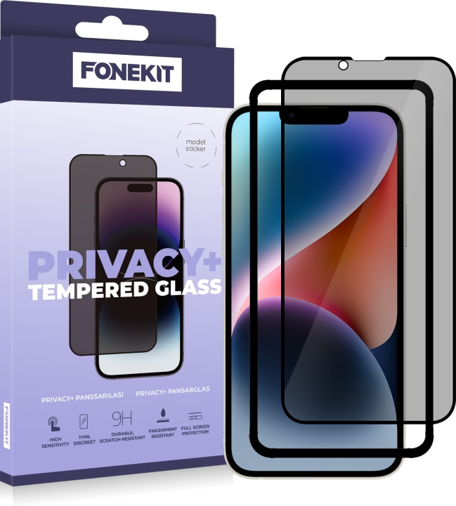 FoneKit Privacy+ Full Cover, iPhone 13 / 13 Pro / 14, black in the group SMARTPHONE & TABLETS / Phone cases / Apple / iPhone 13 Pro at TP E-commerce Nordic AB (D16117)